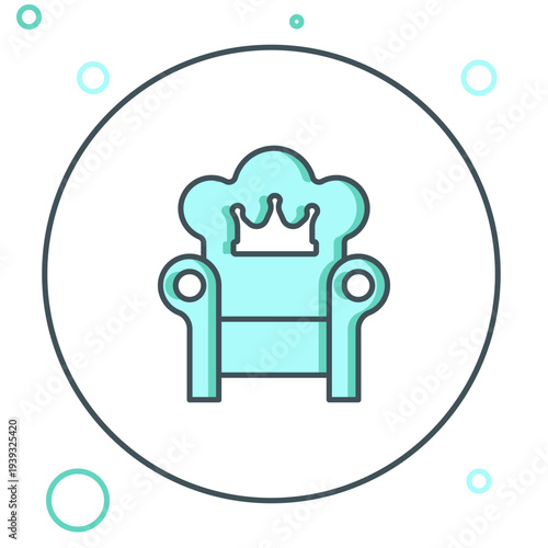 Line Medieval throne icon isolated on white background. Colorful outline concept. Vector