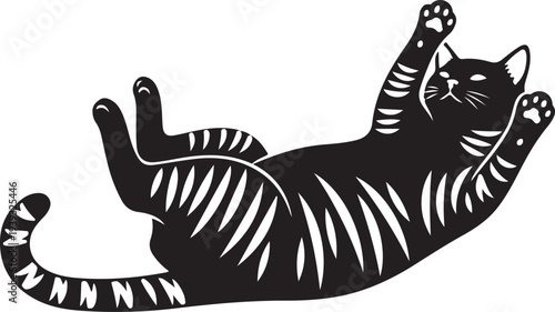 Vector black and white cat icon, feline illustration