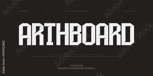 Arthboard, Creative digital abstract minimal modern alphabet fonts. Typography technology electronic digital music future creative font. vector illustraion
