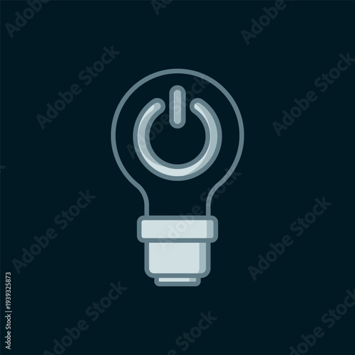 Line Light bulb with lightning symbol icon isolated on black background. Light lamp sign. Idea symbol. Flat filled outline style with shadow. Vector