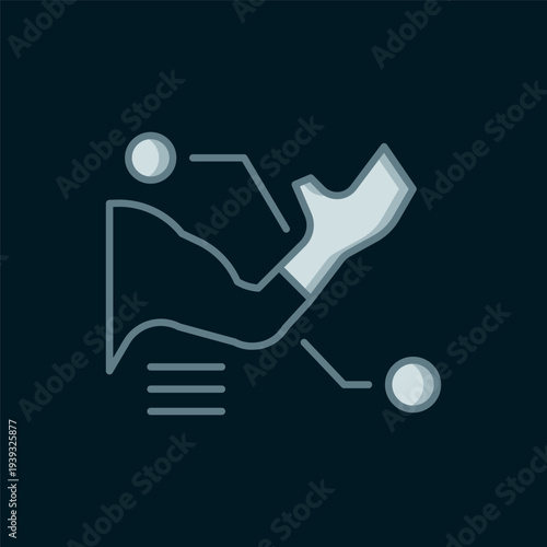 Line Prosthesis hand icon isolated on black background. Futuristic concept of bionic arm, robotic mechanical hand. Flat filled outline style with shadow. Vector