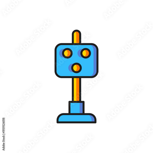 Color Train traffic light icon isolated on white background. Traffic lights for the railway to regulate the movement of trains. Flat filled outline style with shadow. Vector