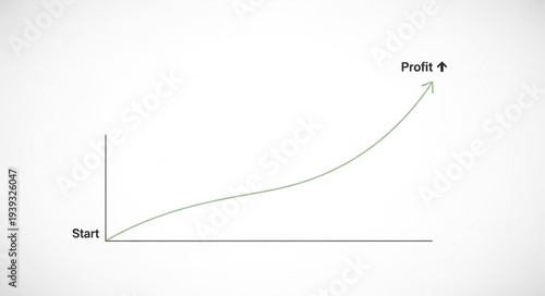 A simple black and white graph shows profit increase over time.