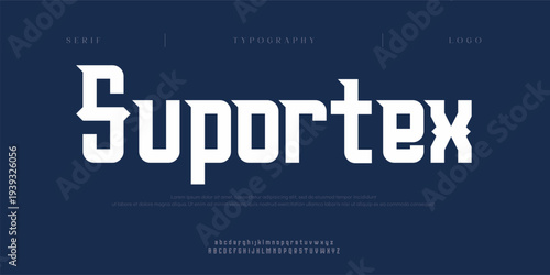 Suportex, Creative digital abstract modern urban alphabet fonts. Typography sport, simple, technology, fashion, digital, future creative logo font. vector illustration
