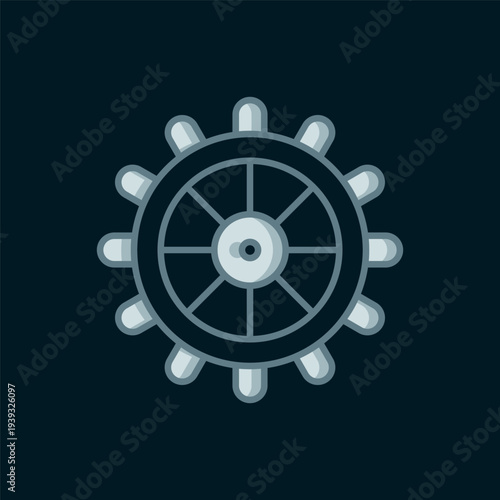 Line Ship steering wheel icon isolated on black background. Flat filled outline style with shadow. Vector