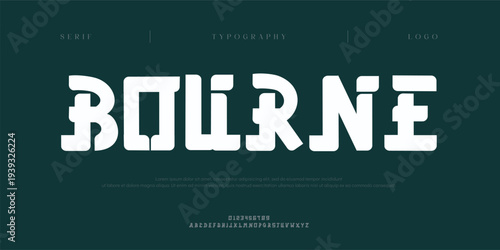 Bourne, Creative digital abstract sport modern alphabet fonts. Typography bold typeface design for sport, technology, fashion, digital, future creative logo font. vector illustration
