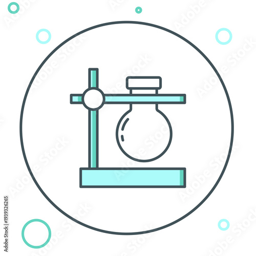 Line Glass test tube flask on stand icon isolated on white background. Laboratory equipment. Colorful outline concept. Vector