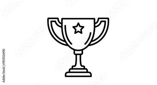 Simple Line Drawing of a Trophy with a Star.