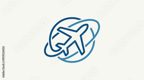 A modern graphic of an airplane surrounded by circular lines, symbolizing the theme of travel, freedom, connection, and the excitement of exploring new destinations.