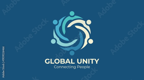 An interconnected circle of stylized human figures symbolizes global unity and connection, targeting organizations focused on collaboration, community, and social impact.