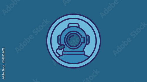 A minimalist design showcasing a diver’s helmet, representing underwater exploration, adventure, and the mysteries of the ocean. Perfect for marine-themed projects.
