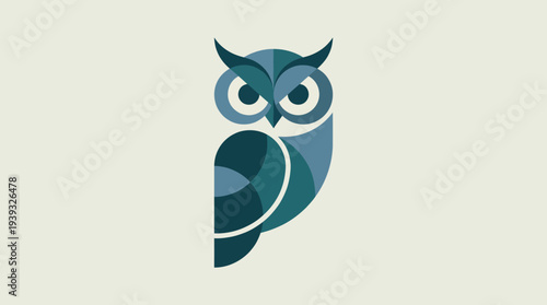 A modern owl logo design created with geometric shapes symbolizes wisdom and insight, ideal for educational institutions and businesses emphasizing knowledge and guidance.