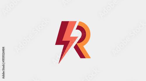 A striking logo design featuring a lightning bolt and the letter 'R', symbolizing energy, power, and vibrant creativity. Perfect for energetic brands and projects.