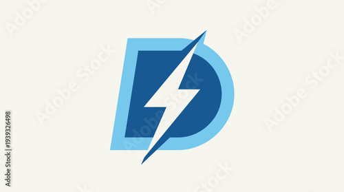 This powerful logo combines the letter 'D' with a lightning bolt, representing energy and dynamism, perfect for brands in tech, energy, or creativity sectors.