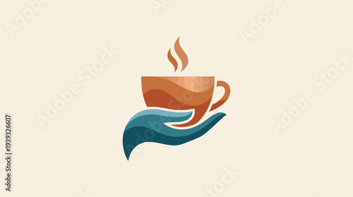 Illustrating a comforting scene, this image portrays a cup of steaming coffee held gently by a hand, symbolizing warmth, hospitality, and a cozy atmosphere.