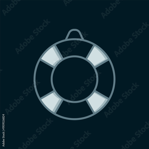 Line Lifebuoy icon isolated on black background. Lifebelt symbol. Flat filled outline style with shadow. Vector