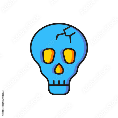 Color Skull icon isolated on white background. Happy Halloween party. Flat filled outline style with shadow. Vector