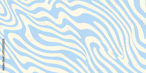 Groovy 70s Retro Wavy Background with Psychedelic Curvy Lines and Zebra Pattern