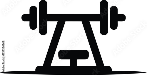 Minimalist Black Gym Bench Press Icon Vector Illustration for Fitness Apps, Workout Websites, and Health-Related Marketing Materials