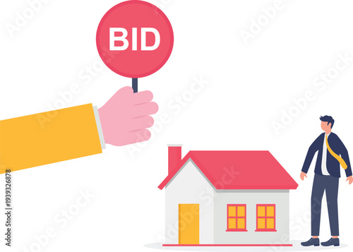 Businessman Bidding for New Home Property