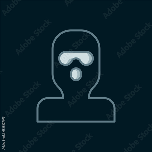Line Thief mask icon isolated on black background. Bandit mask, criminal man. Flat filled outline style with shadow. Vector
