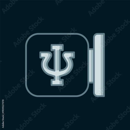 Line Psychology icon isolated on black background. Psi symbol. Mental health concept, psychoanalysis analysis and psychotherapy. Flat filled outline style with shadow. Vector