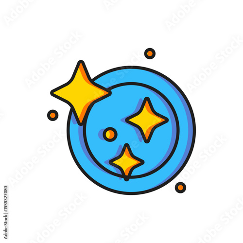 Color Washing dishes icon isolated on white background. Cleaning dishes icon. Dishwasher sign. Clean tableware sign. Flat filled outline style with shadow. Vector