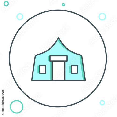 Line Tourist tent icon isolated on white background. Camping symbol. Colorful outline concept. Vector