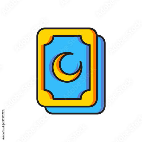 Color Tarot cards icon isolated on white background. Magic occult set of tarot cards. Flat filled outline style with shadow. Vector