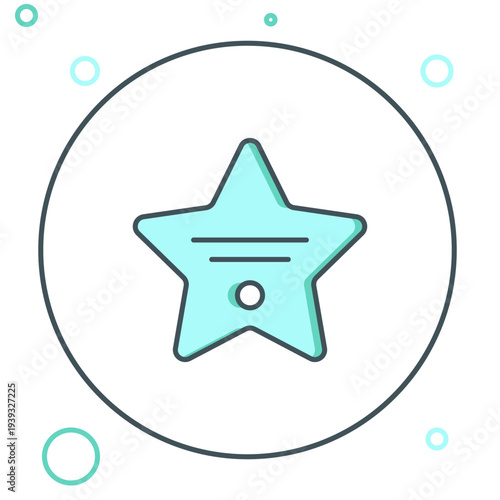 Line Walk of fame star on celebrity boulevard icon isolated on white background. Hollywood, famous sidewalk, boulevard actor. Colorful outline concept. Vector