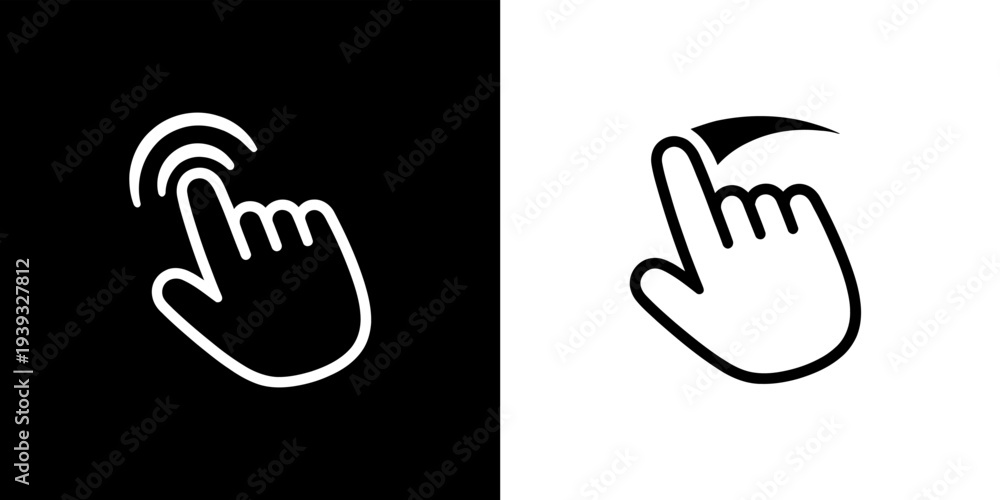 Fototapeta premium Hand cursor icons for touch screen gestures like tap and swipe functionality