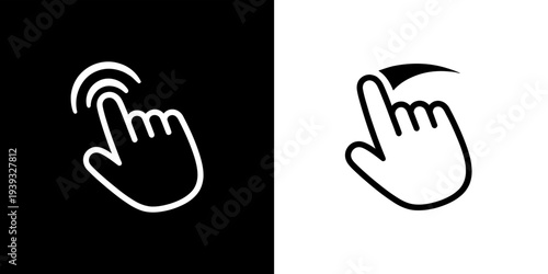 Hand cursor icons for touch screen gestures like tap and swipe functionality