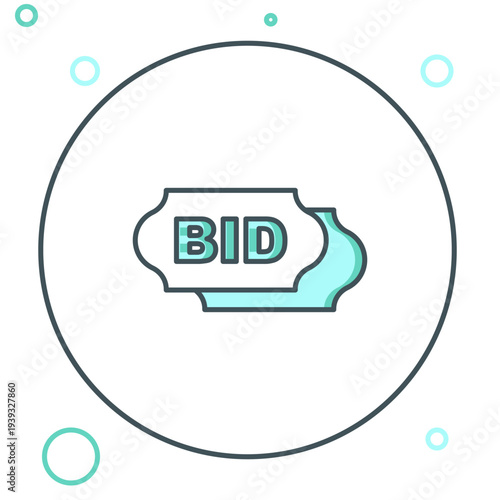 Line Bid icon isolated on white background. Auction bidding. Sale and buyers. Colorful outline concept. Vector
