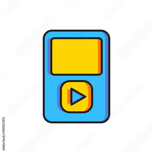 Color Music player icon isolated on white background. Portable music device. Flat filled outline style with shadow. Vector