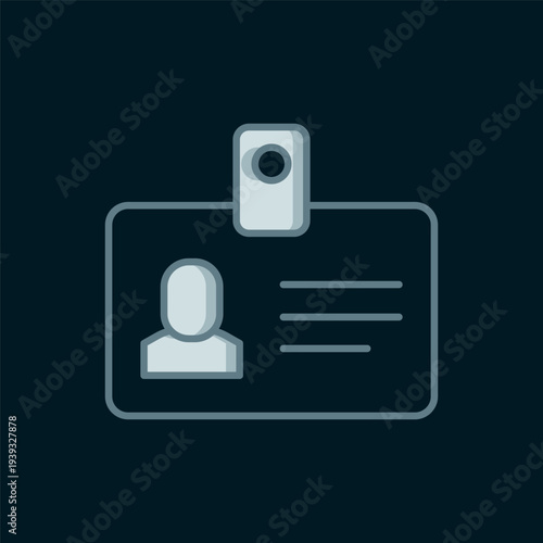 Line Identification badge icon isolated on black background. It can be used for presentation, identity of the company, advertising. Flat filled outline style with shadow. Vector