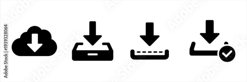 Modern collection of download and data transfer icons for digital interface designs