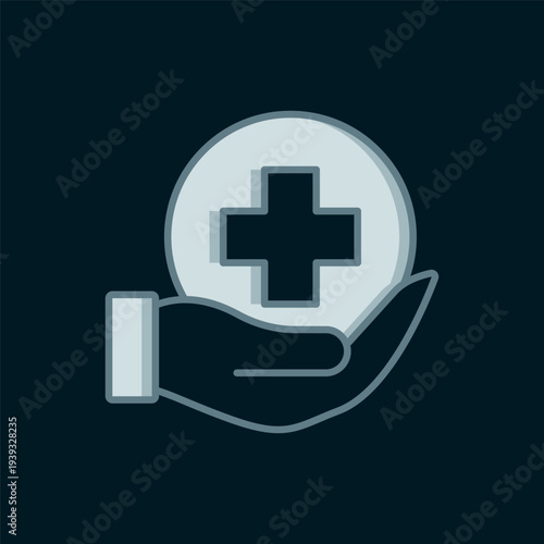 Line Life insurance icon isolated on black background. Security, safety, protection, protect concept. Flat filled outline style with shadow. Vector