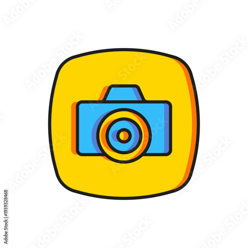 Color Photo camera icon isolated on white background. Foto camera. Digital photography. Flat filled outline style with shadow. Vector
