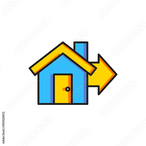 Color Sale house icon isolated on white background. Buy house concept. Home loan concept, rent, buying a property. Flat filled outline style with shadow. Vector