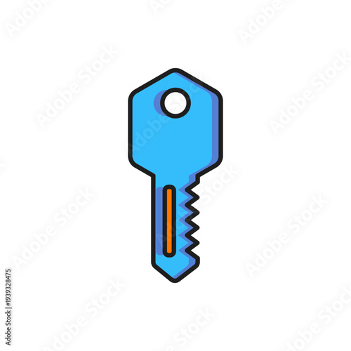 Color House key icon isolated on white background. Flat filled outline style with shadow. Vector