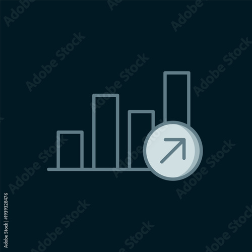 Line Financial growth increase icon isolated on black background. Increasing revenue. Flat filled outline style with shadow. Vector