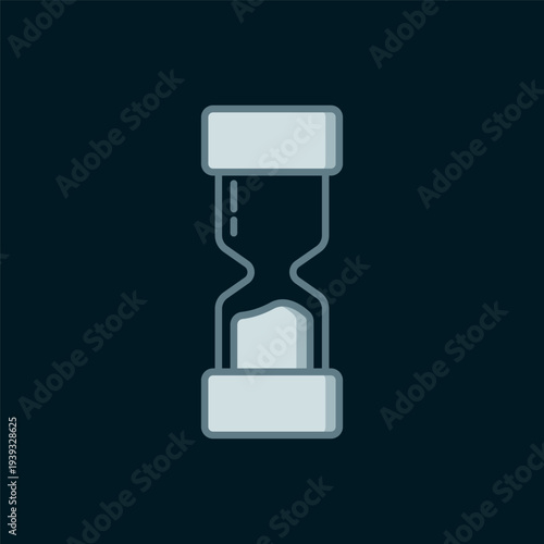 Line Old hourglass with flowing sand icon isolated on black background. Sand clock sign. Business and time management concept. Flat filled outline style with shadow. Vector