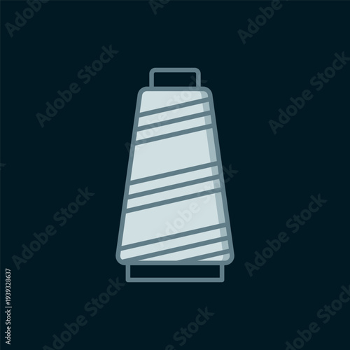 Line Sewing thread on spool icon isolated on black background. Yarn spool. Thread bobbin. Flat filled outline style with shadow. Vector