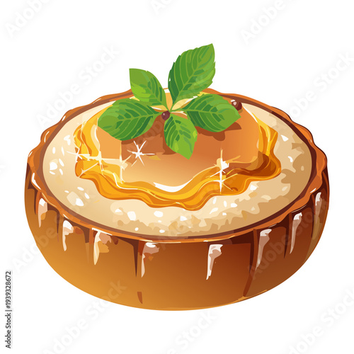 Savory pastry with herb garnish and meat filling for elegant cocktail party - Vector Illustration