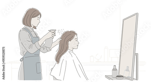 Woman getting hair washed by hairdresser in salon.