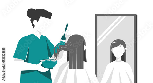 Woman getting her hair styled by a professional hairstylist in a salon.