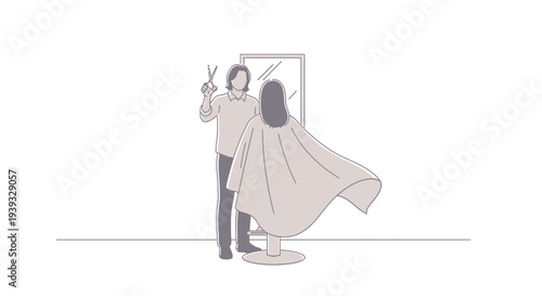 Hairdresser cutting a woman's hair in a salon.