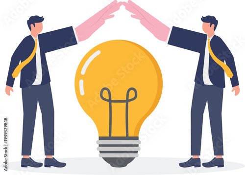 Corporate Team Protecting Creative Idea Assets