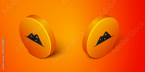 Isometric Salt icon isolated on orange background. Orange circle button. Vector