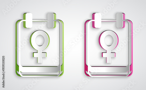 Paper cut Calendar with 8 March icon isolated on grey background. International Happy Women Day. Paper art style. Vector